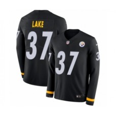 Men's Nike Pittsburgh Steelers #37 Carnell Lake Limited Black Therma Long Sleeve NFL Jersey