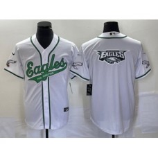 Men's Nike Philadelphia Eagles White Team Big Logo Cool Base Stitched Baseball Jersey