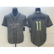 Men's Seattle Seahawks #11 Jaxon Smith-Njigba Gray Cool Base Stitched Baseball Jersey1