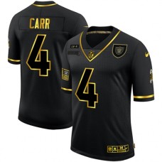 Men's Oakland Raiders #4 Derek Carr Olive Gold Nike 2020 Salute To Service Limited Stitched Jersey