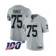 Men's Oakland Raiders #75 Brandon Parker Limited Silver Inverted Legend 100th Season Football Jersey