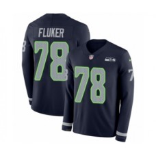 Men's Nike Seattle Seahawks #78 D.J. Fluker Limited Navy Blue Therma Long Sleeve NFL Jersey