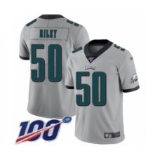 Men's Philadelphia Eagles #50 Duke Riley Limited Silver Inverted Legend 100th Season Football Stitched Jersey