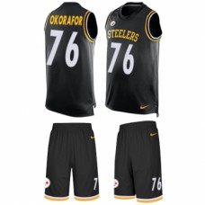 Men's Nike Pittsburgh Steelers #76 Chukwuma Okorafor Limited Black Tank Top Suit NFL Jersey