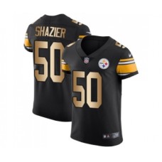 Men's Pittsburgh Steelers #50 Ryan Shazier Elite Black Gold Team Color Football Jersey