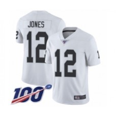 Men's Oakland Raiders #12 Zay Jones White Vapor Untouchable Limited Player 100th Season Football Stitched Jersey