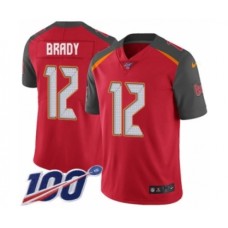 Men's Tampa Bay Buccaneers #12 Tom Brady Red Team Color Vapor Untouchable Limited Player 100th Season Football Stitched Jersey