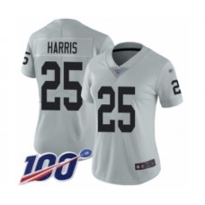 Men's Oakland Raiders #25 Erik Harris Limited Silver Inverted Legend 100th Season Football Stitched Jersey