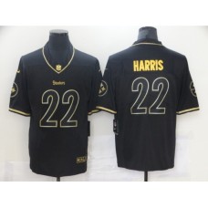 Men's Pittsburgh Steelers #22 Najee Harris Nike Black Gold Draft First Round Pick Limited Stitched Jersey