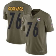 Men's Nike Pittsburgh Steelers #76 Chukwuma Okorafor Limited Olive 2017 Salute to Service NFL Jersey