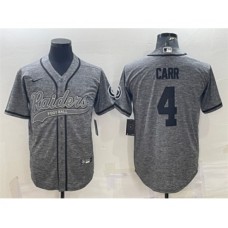 Men's Las Vegas Raiders #4 Derek Carr Gray With Patch Cool Base Stitched Baseball Jersey