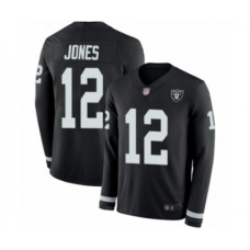 Men's Oakland Raiders #12 Zay Jones Limited Black Therma Long Sleeve Football Stitched Jersey