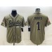 Men's Philadelphia Eagles #1 Jalen Hurts Olive 2022 Salute To Service Cool Base Stitched Baseball Jersey