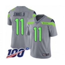 Men's Seattle Seahawks #11 Gary Jennings Jr. Limited Silver Inverted Legend 100th Season Football Jersey