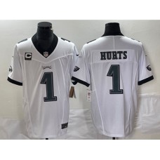 Men's Philadelphia Eagles #1 Jalen Hurts White 2023 F.U.S.E. Vapor Untouchable C Stitched Football Jersey