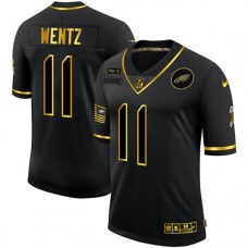 Men's Philadelphia Eagles #11 Carson Wentz Olive Gold Nike 2020 Salute To Service Limited Stitched Jersey