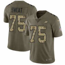 Men's Nike Philadelphia Eagles #75 Josh Sweat Limited Olive/Camo 2017 Salute to Service NFL Jersey