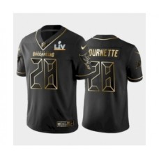 Men's Tampa Bay Buccaneers #28 Leonard Fournette Black Golden Super Bowl LV Stitched Jersey