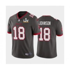 Men's Tampa Bay Buccaneers #18 Tyler Johnson Pewter Super Bowl LV Stitched Jersey