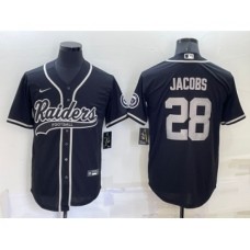 Men's Las Vegas Raiders #28 Josh Jacobs Black Stitched MLB Cool Base Nike Baseball Jersey