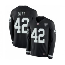 Men's Nike Oakland Raiders #42 Ronnie Lott Limited Black Therma Long Sleeve NFL Jersey