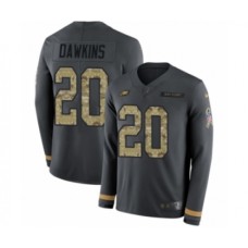 Men's Nike Philadelphia Eagles #20 Brian Dawkins Limited Black Salute to Service Therma Long Sleeve NFL Jersey