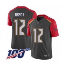 Men's Tampa Bay Buccaneers #12 Tom Brady Limited Gray Inverted Legend 100th Season Football Stitched Jersey