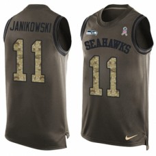 Men's Nike Seattle Seahawks #11 Sebastian Janikowski Limited Green Salute to Service Tank Top NFL Jersey