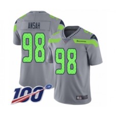 Men's Seattle Seahawks #98 Ezekiel Ansah Limited Silver Inverted Legend 100th Season Football Jersey