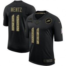 Men's Philadelphia Eagles #11 Carson Wentz Camo 2020 Salute To Service Limited Stitched Jersey