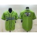 Men's Seattle Seahawks Green Team Big Logo With Patch Cool Base Stitched Baseball Jersey