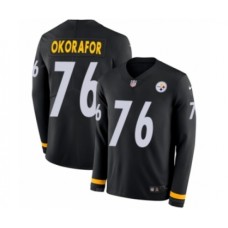 Men's Nike Pittsburgh Steelers #76 Chukwuma Okorafor Limited Black Therma Long Sleeve NFL Jersey