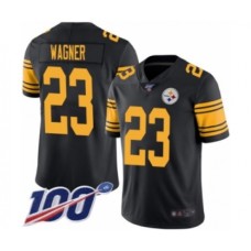 Men's Pittsburgh Steelers #23 Mike Wagner Limited Black Rush Vapor Untouchable 100th Season Football Jersey