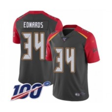 Men's Tampa Bay Buccaneers #34 Mike Edwards Limited Gray Inverted Legend 100th Season Football Jersey