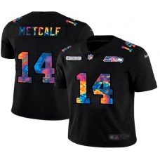 Men's Seattle Seahawks #14 D.K. Metcalf Rainbow Version Nike Limited Stitched Jersey