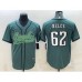 Men's Philadelphia Eagles #62 Jason Kelce Green With Patch Cool Base Stitched Baseball Jersey