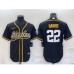 Men's Pittsburgh Steelers #22 Najee Harris Black With Patch Cool Base Stitched Baseball Jersey