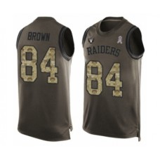 Men's Oakland Raiders #84 Antonio Brown Limited Green Salute to Service Tank Top Football Jersey