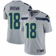 Men's Nike Seattle Seahawks #18 Jaron Brown Grey Alternate Vapor Untouchable Limited Player NFL Jersey