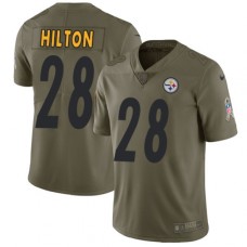 Men's Nike Pittsburgh Steelers #28 Mike Hilton Limited Olive 2017 Salute to Service NFL Jersey