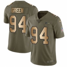 Men's Nike Seattle Seahawks #94 Rasheem Green Limited Olive/Gold 2017 Salute to Service NFL Jersey