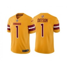 Men's Washington Commanders #1 Jahan Dotson Gold Vapor Untouchable Stitched Football Jersey