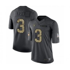 Men's Oakland Raiders #3 Drew Kaser Limited Black 2016 Salute to Service Football Jersey