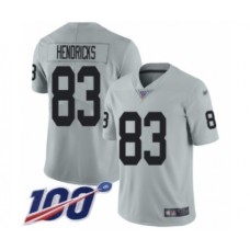 Men's Oakland Raiders #83 Ted Hendricks Limited Silver Inverted Legend 100th Season Football Jersey