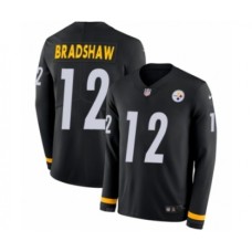 Men's Nike Pittsburgh Steelers #12 Terry Bradshaw Limited Black Therma Long Sleeve NFL Jersey