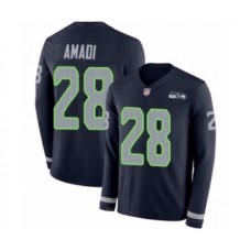 Men's Seattle Seahawks #28 Ugo Amadi Limited Navy Blue Therma Long Sleeve Football Jersey