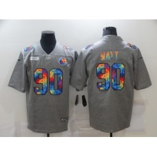 Men's Pittsburgh Steelers #90 T. J. Watt Gray Rainbow Version Nike Limited Stitched Jersey