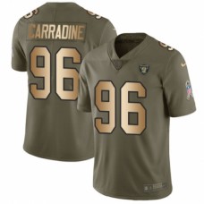 Men's Nike Oakland Raiders #96 Cornellius Carradine Limited Olive/Gold 2017 Salute to Service NFL Jersey