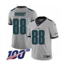 Men's Philadelphia Eagles #88 Dallas Goedert Limited Silver Inverted Legend 100th Season Football Jersey