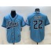 Men's Tennessee Titans #22 Derrick Henry Blue With Patch Cool Base Stitched Baseball Jersey